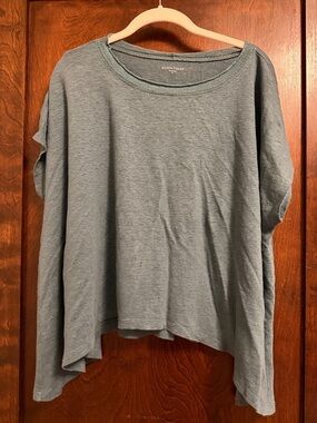 Eileen Fisher Green Blue Relaxed Scoop-Neck Top (small)